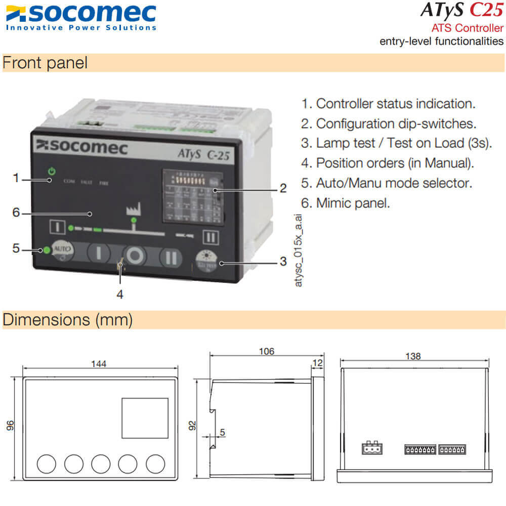 រចនាសម្ព័ន្ធ ឧបករណ៍បញ្ជា ATS Controller C25-16000025