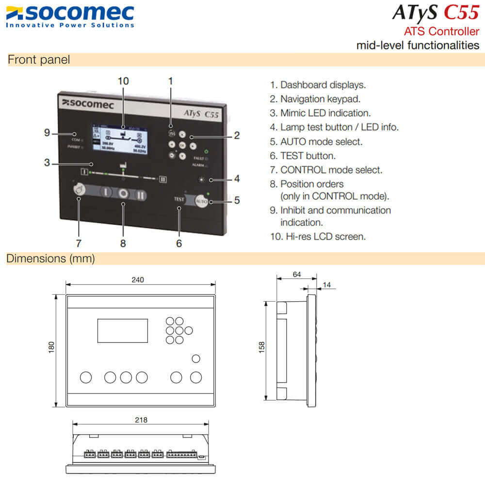 រចនាសម្ព័ន្ធ ឧបករណ៍បញ្ជា ATS Controller C55-16000055