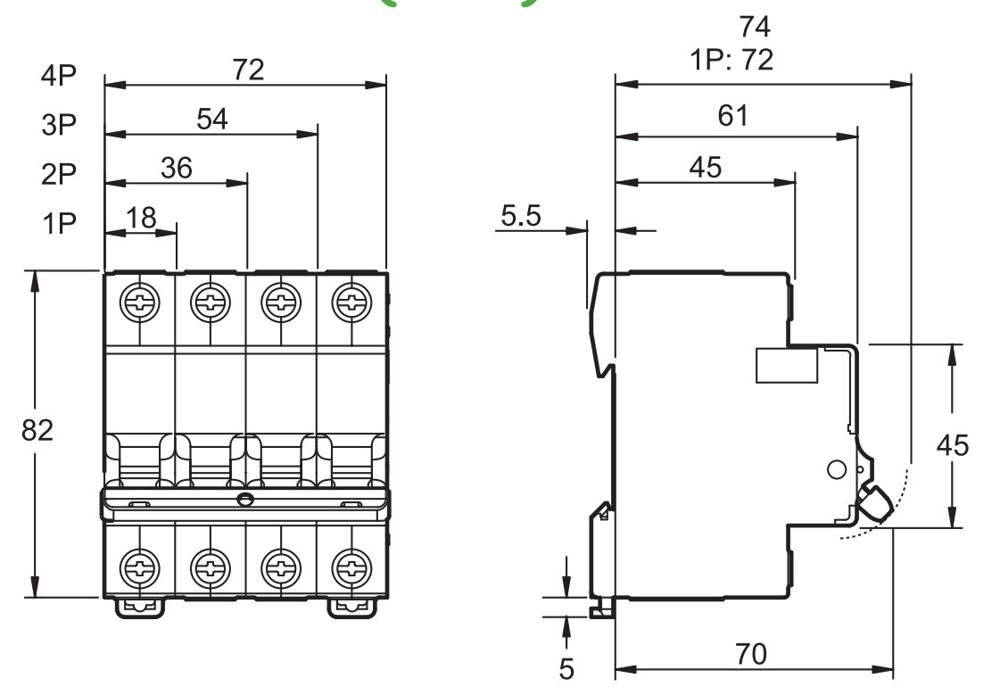 ទំហំ : MCB Easy9 EZ9F56132 Schneider