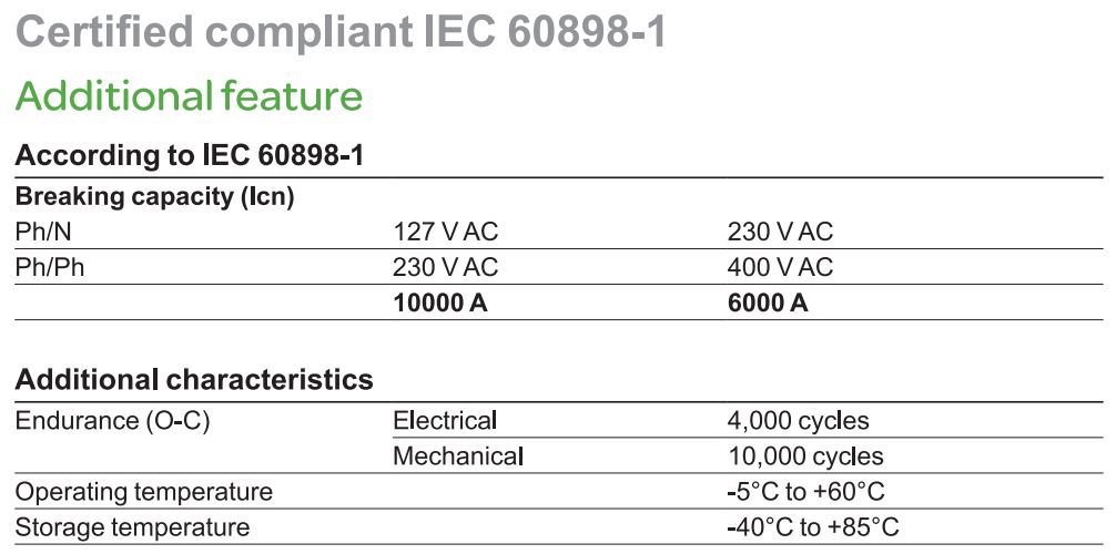 លក្ខណៈបច្ចេកទេស : MCB Easy9 EZ9F56132 Schneider