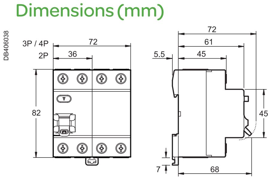 ទំហំ : RCCB Easy9 EZ9R36425 Schneider