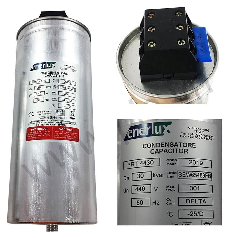 Enerlux PRT.4440 : កុងដុងវ៉ុលទាប ( ការពារផ្ទុះ, ប្រភេទជ្រុង ) 3P 40kVAR 440V 50Hz