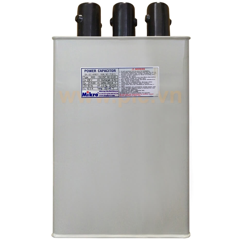 Capacitor Mikro MMB-235025KT : កុងដុង ជ្រុង 3P 25Kvar 230V 50Hz