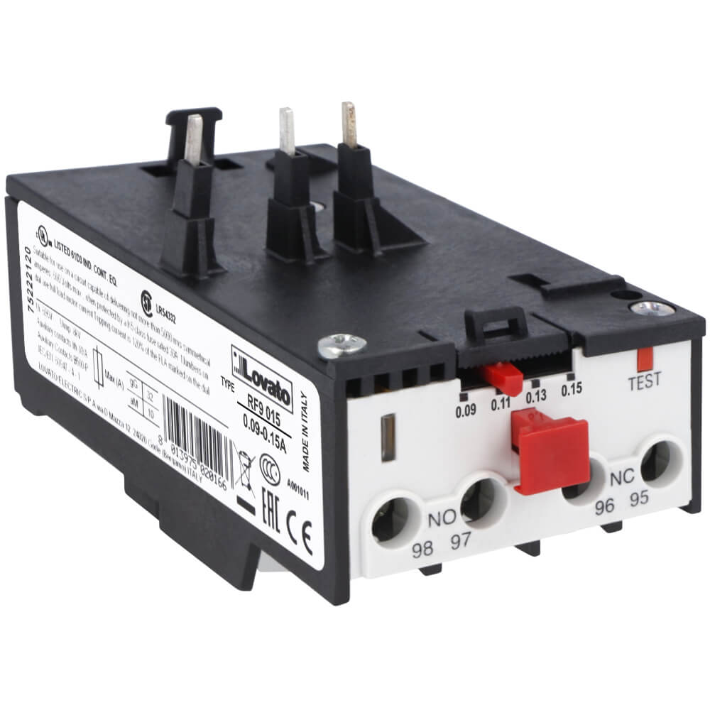 Lovato 11RF9015: Thermal Overload Relay 0.09-0.15A relayកំដៅ