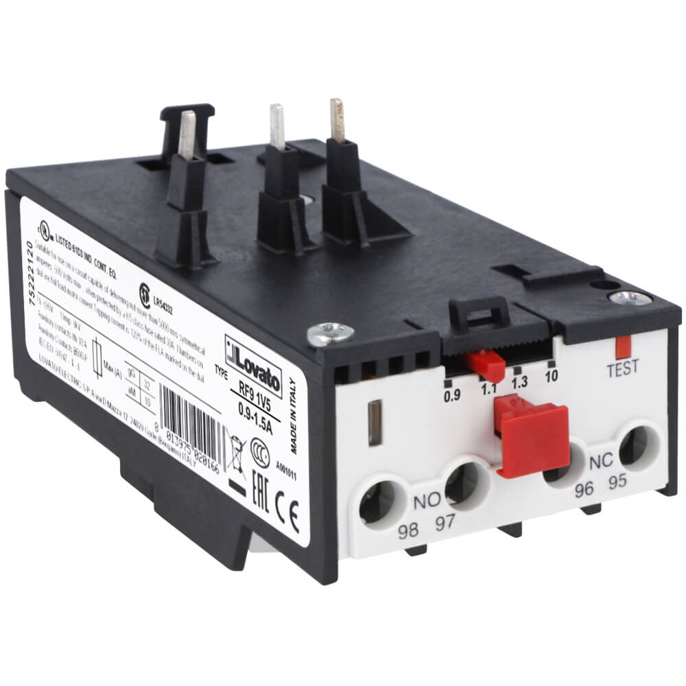 Lovato 11RF91V5: Thermal Overload Relay 0.9-1.5A relayកំដៅ