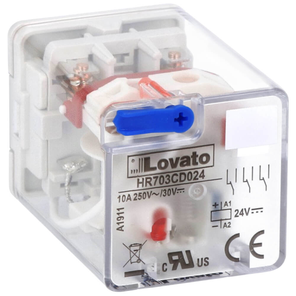 Lovato HR703CD024: Industrial relay - Relay ឧស្សាហកម្ម 11-Pin 3 C/O 10A 250V