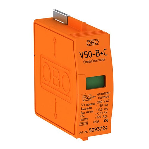 OBO V50-B+C : Module ការពាររន្ទះ Imax 50kA, combicontroller